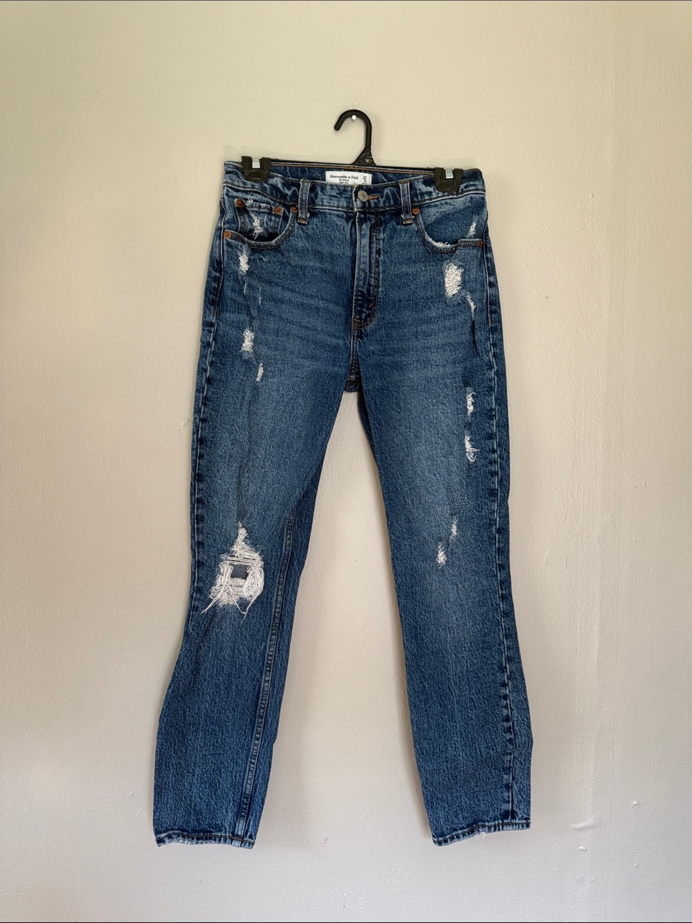 Abercrombie & Fitch Distressed the skinny high rise Jeans - Medium Blue 27